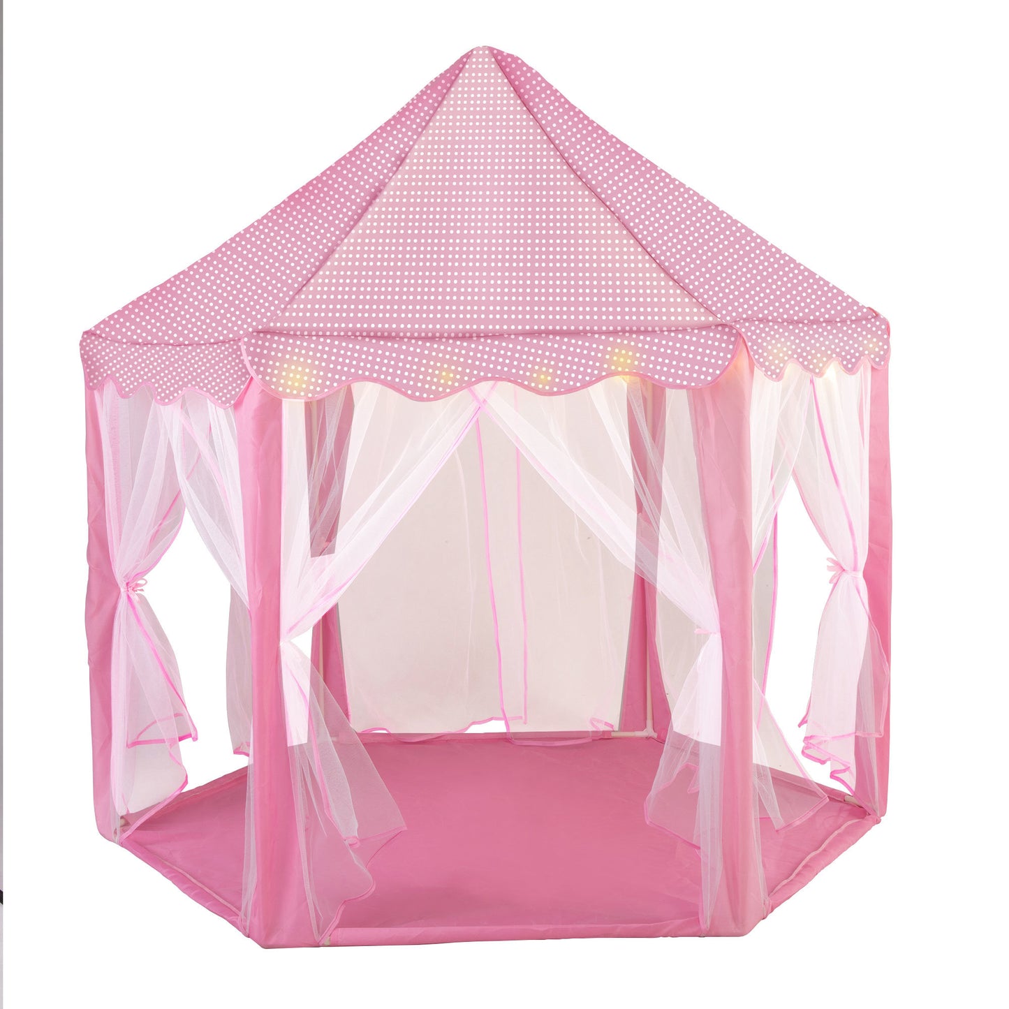 53"H Princess Castle Play Tent House with LED Star Lights for Kids, Indoor and Outdoor, Pink