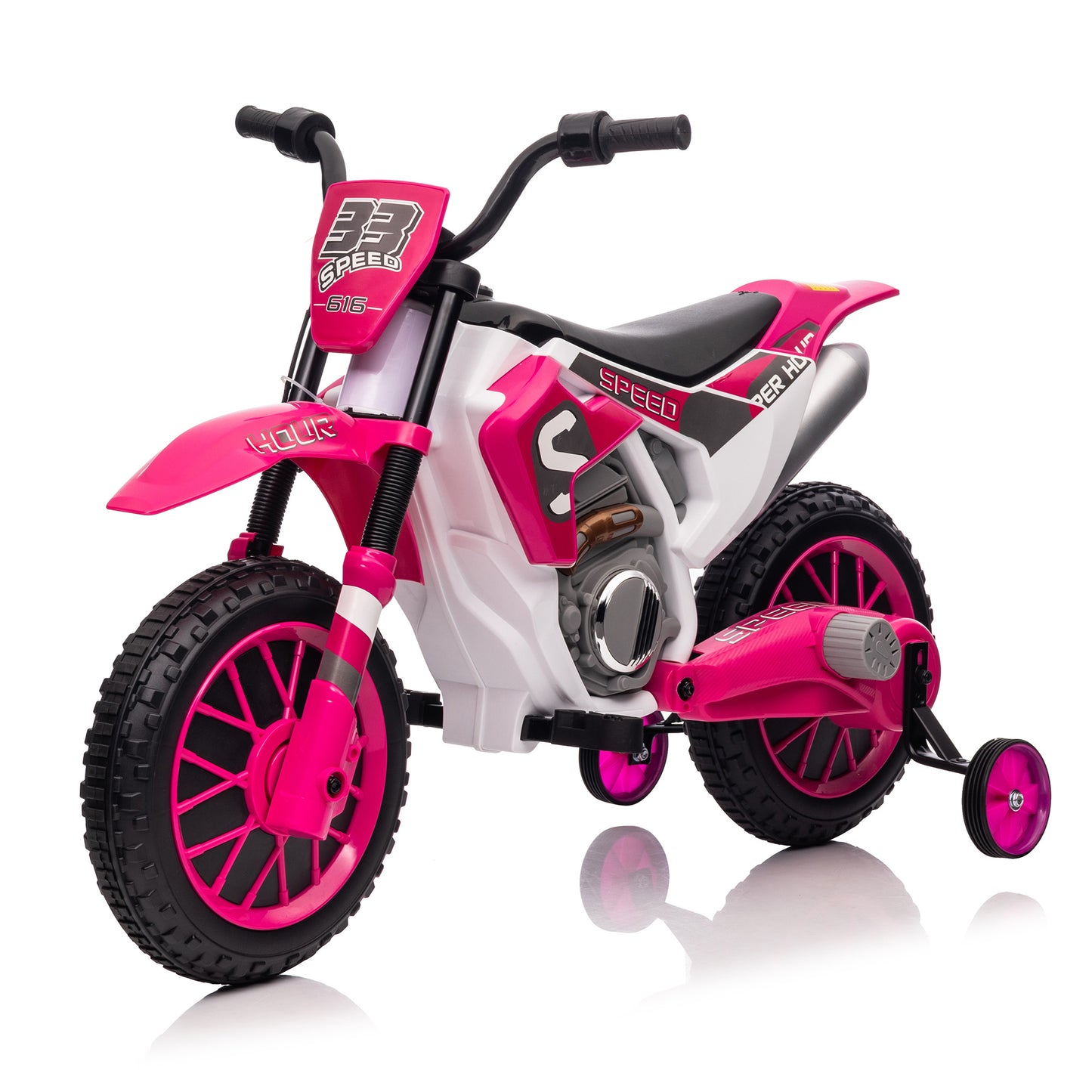 Motorcycle with Training Wheels - Magenta