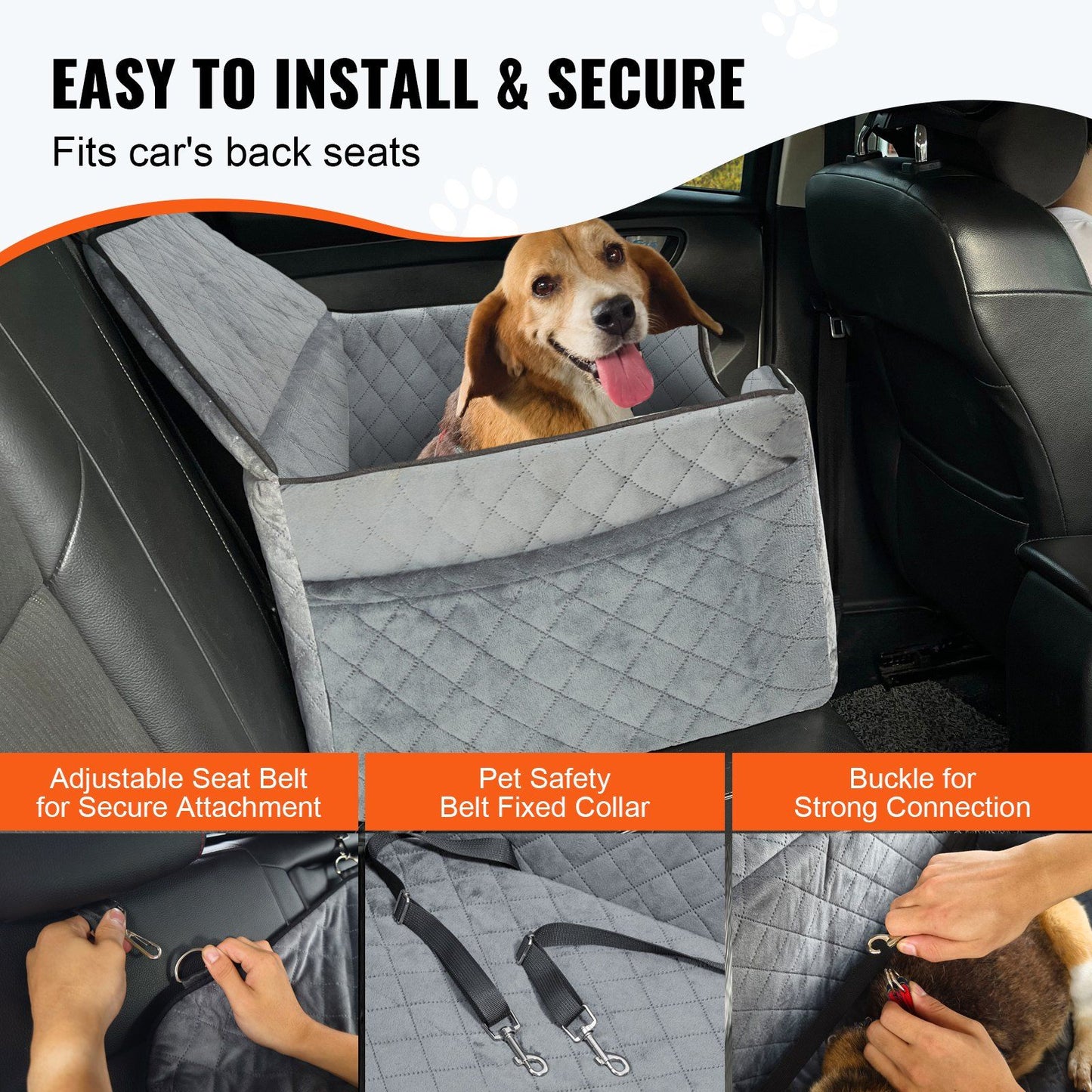 Dog Booster Car Seat Pet Car Seat for Medium Large Dog up to 55 lbs Gray