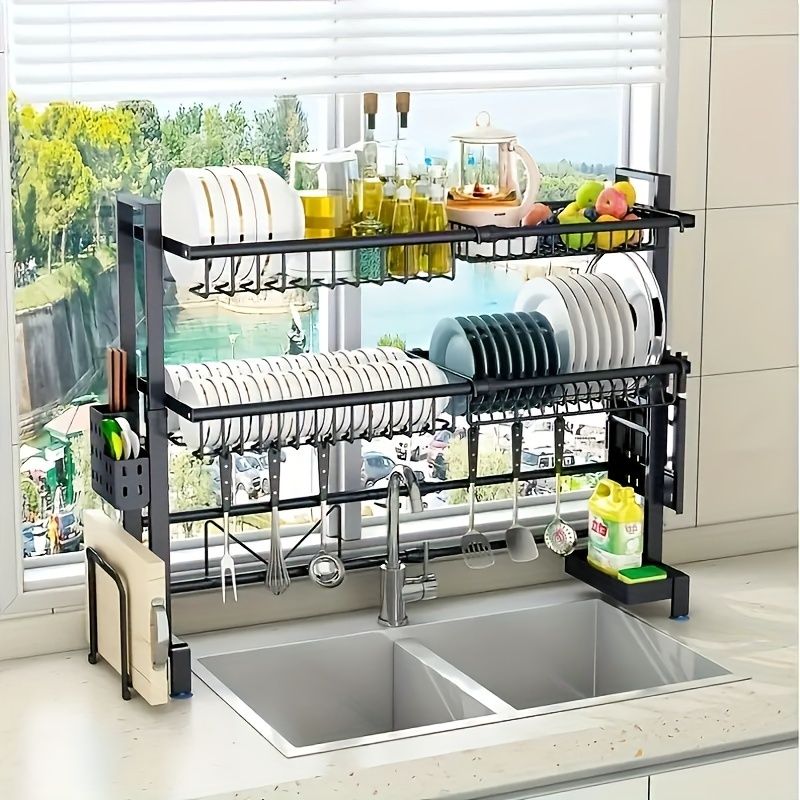 1 piece countertop dish storage drain rack