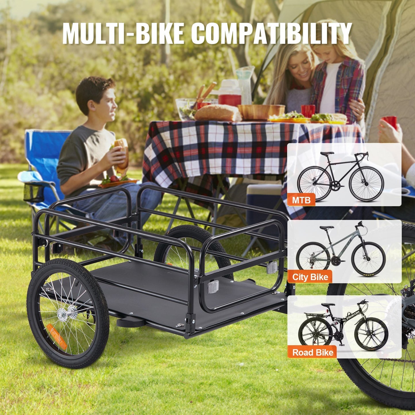 Bike Cargo Trailer/ 160 lbs Load Capacity/ Heavy-Duty Bicycle Wagon Cart