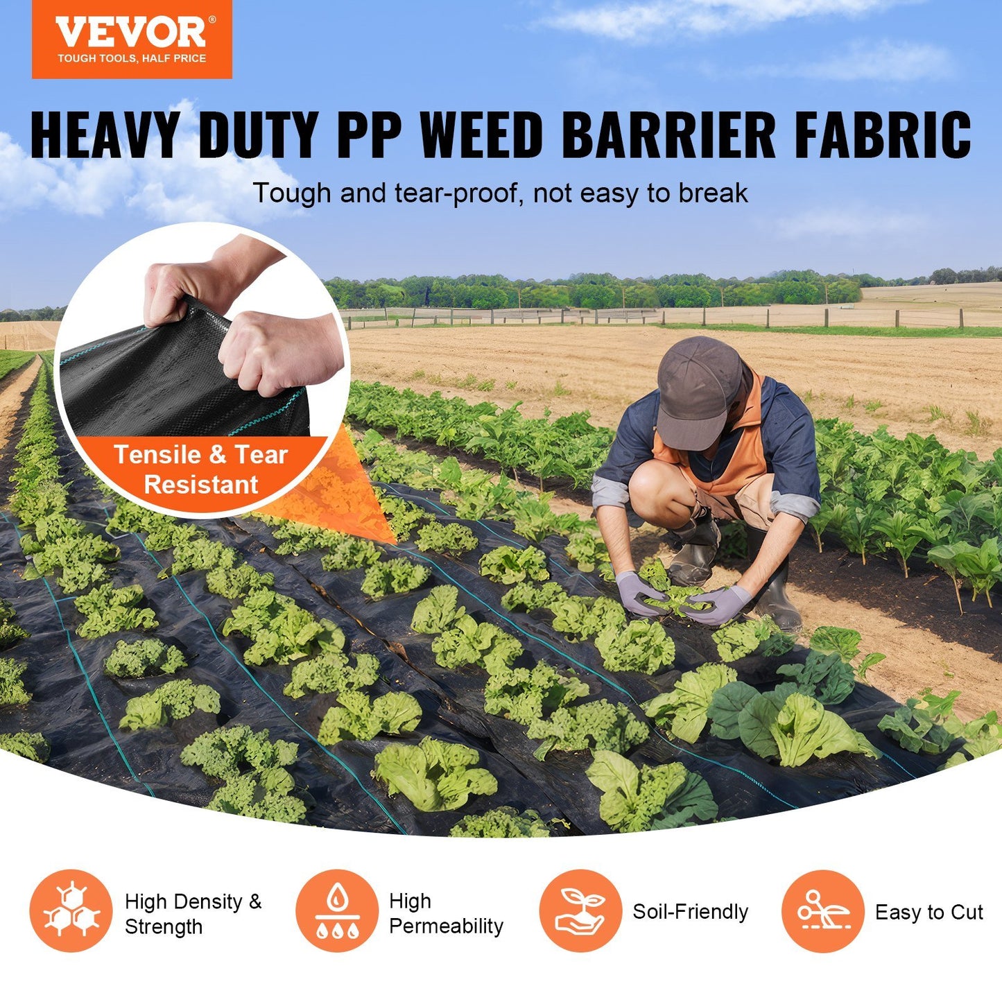 13FTx108FT Premium Heavy Duty Weed Barrier Landscape Fabric