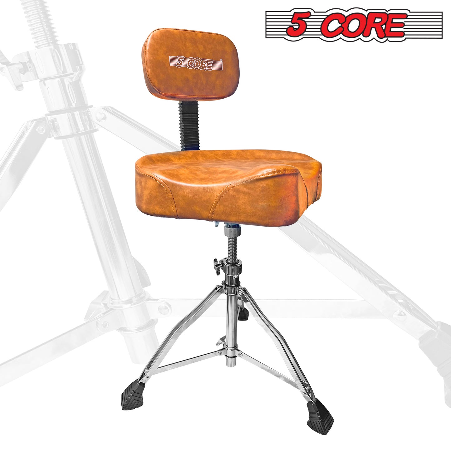 5 Core Drum Throne with Backrest Brown Thick Padded Saddle