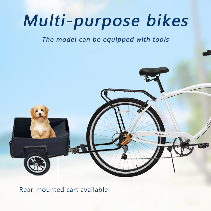 Multifunctional Adult Beach Cruiser Bike, 7-Speed Bike, Multi-Color, 26-Inch Wheels, Men's and Women's