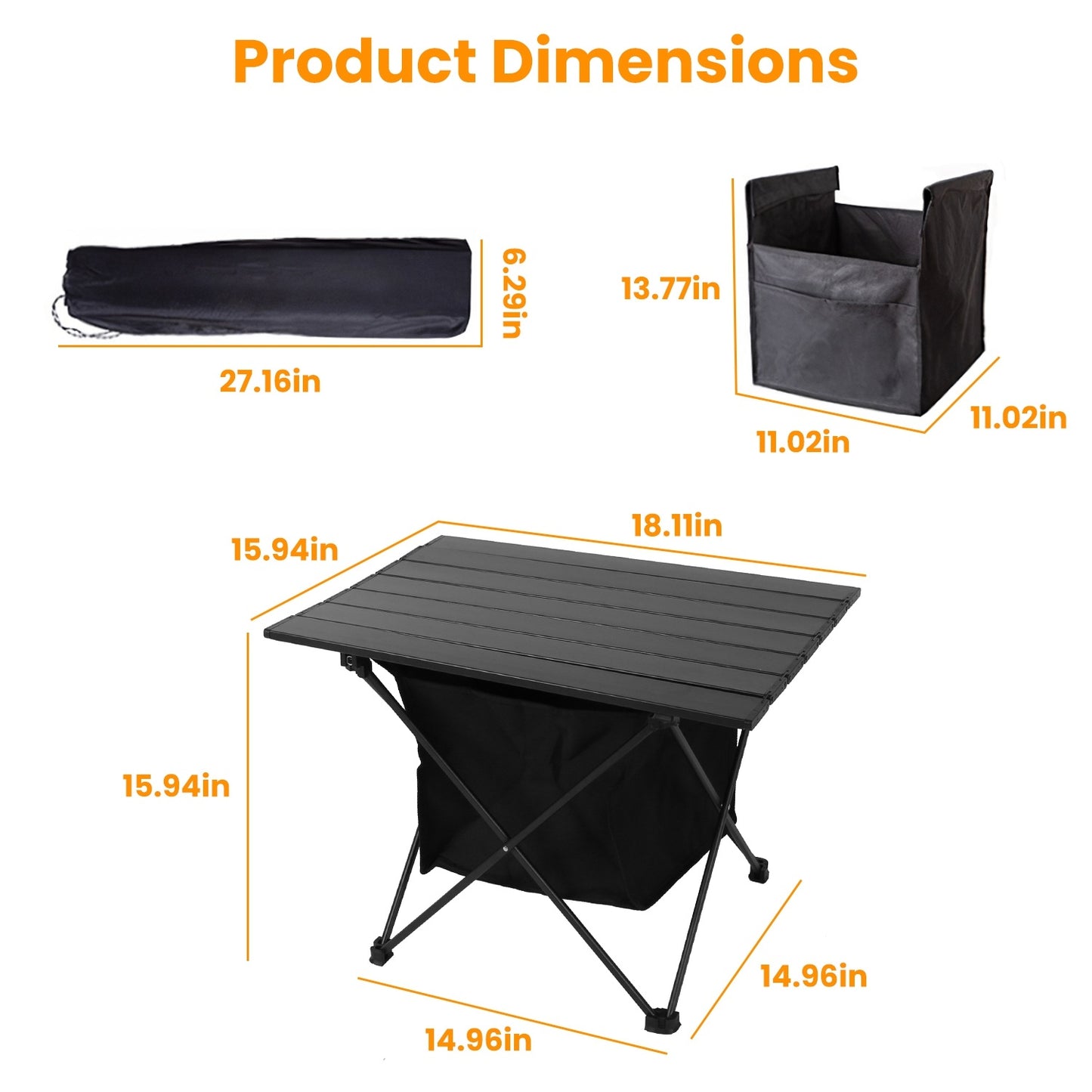 Rustproof Portable Aluminum Alloy Roll-Up Camping Table