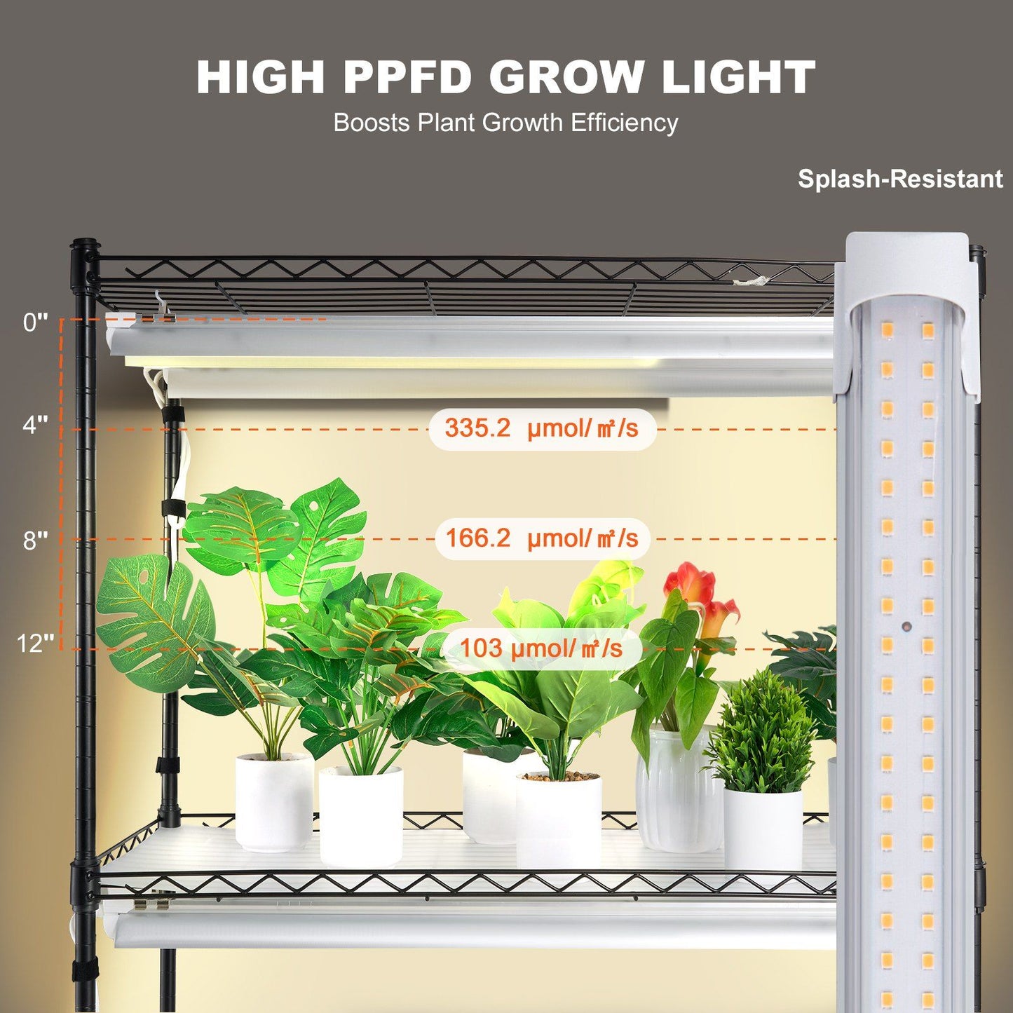 Plant Stand with Grow Lights 4 Tiers 180W 59.1" Tall Plant Grow Shelf