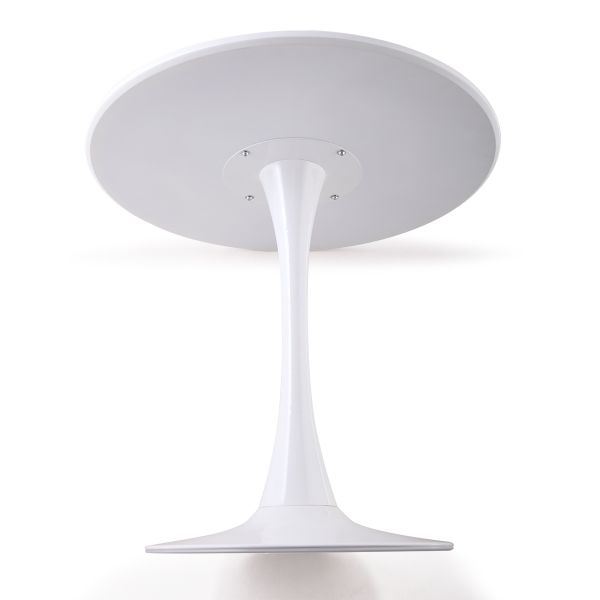 31.5\"H White Tulip Table Mid-Century Dining Table with Round MDF Table Top;  Pedestal Dining Table;  End Table Leisure Coffee Table XH