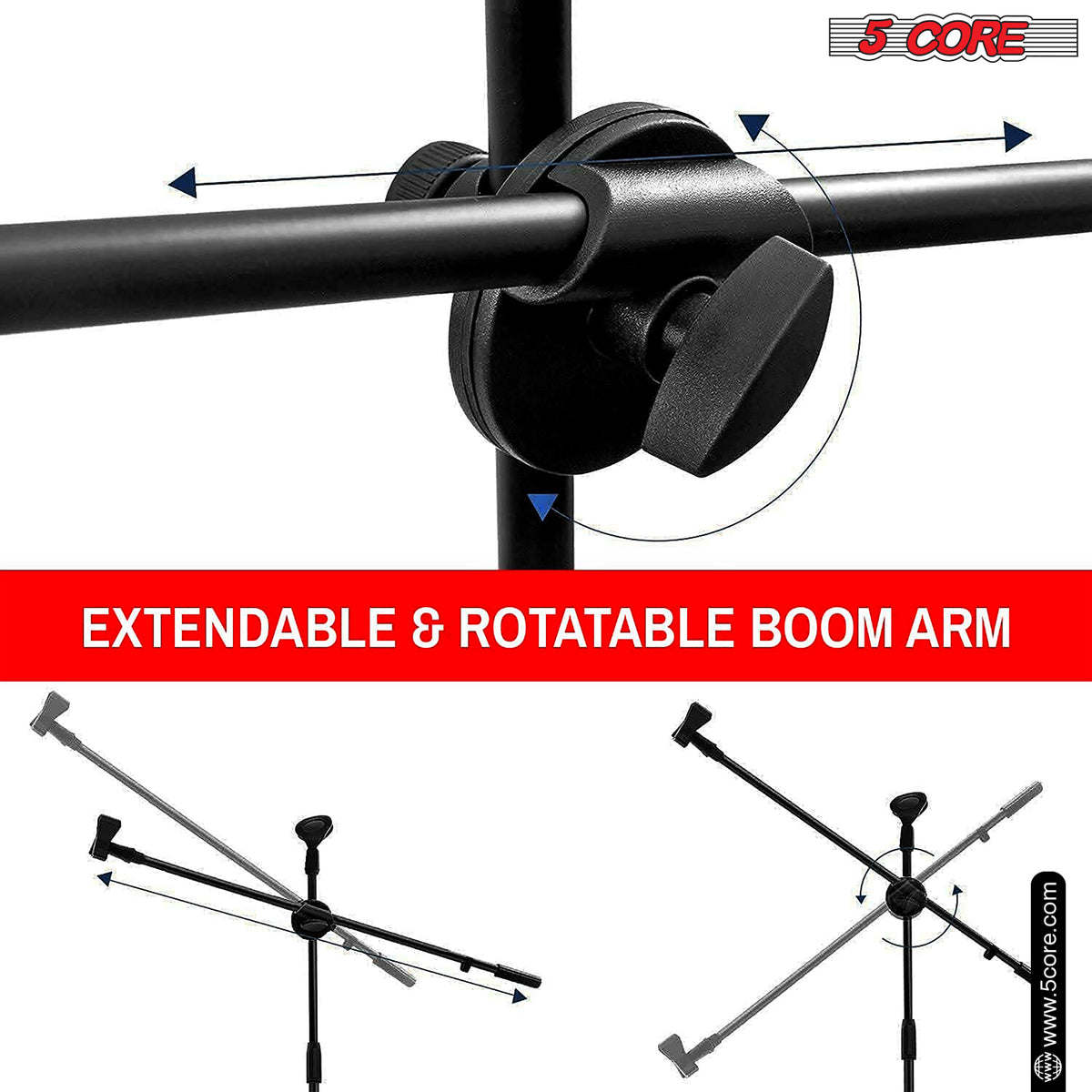 5 Core Tripod Mic Stand Heavy Duty Adjustable Floor Microphone