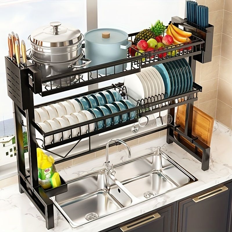 1 piece countertop dish storage drain rack