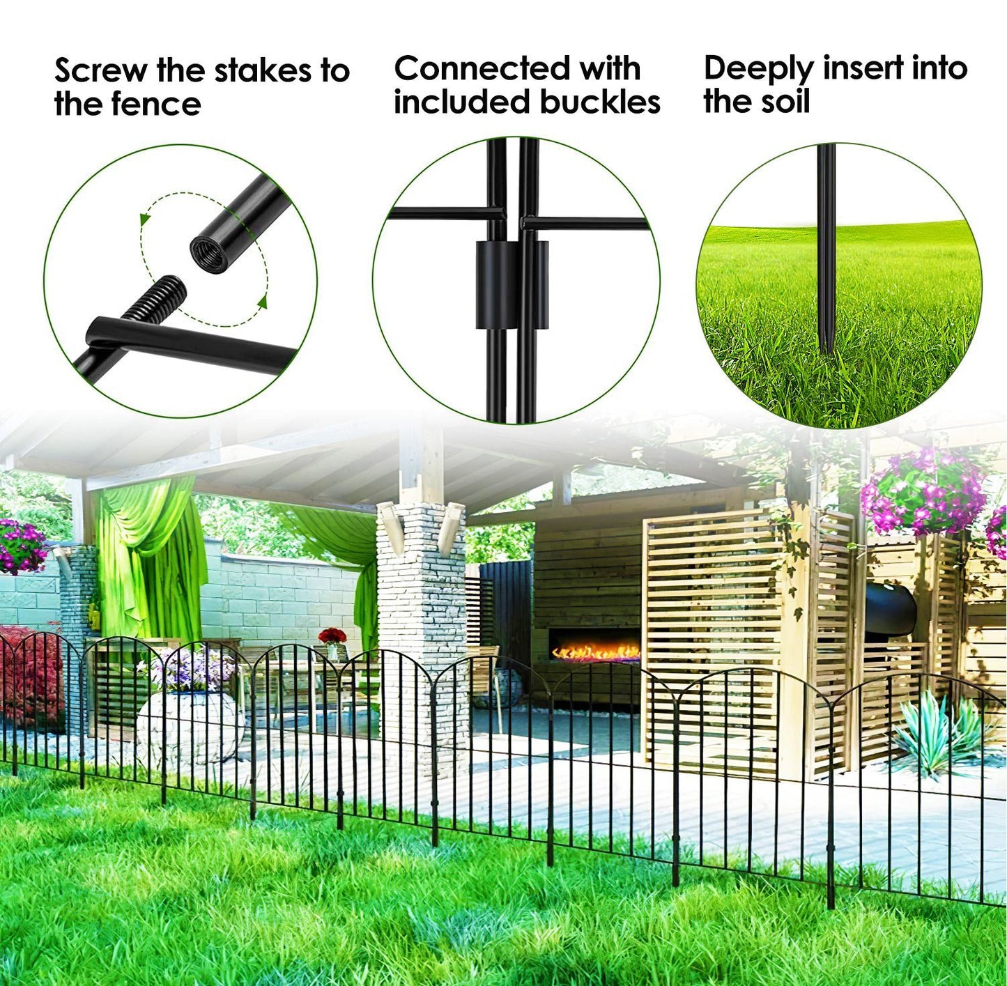 10Pcs Decorative Garden Fence Rustproof Iron Wire Arched Fence