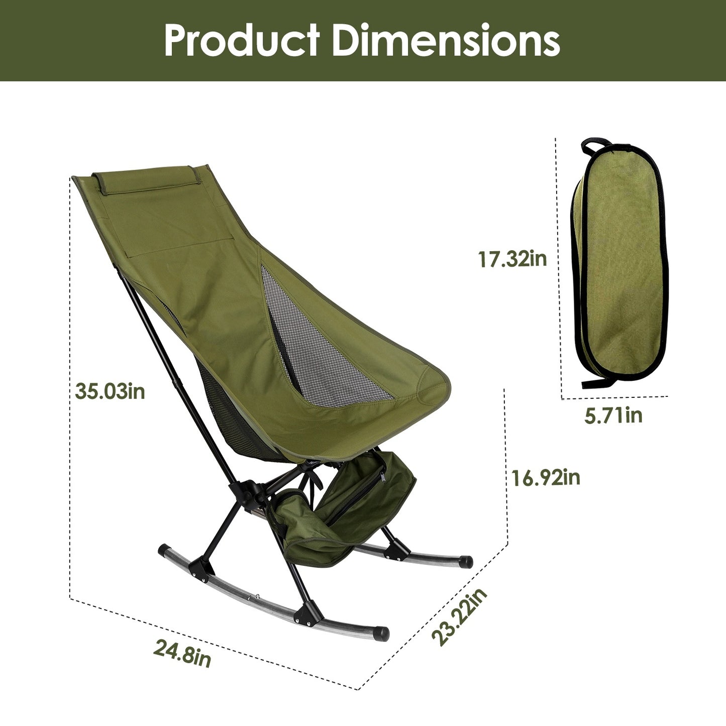 Portable Camping Rocking Chair 198LBS Weight Capacity