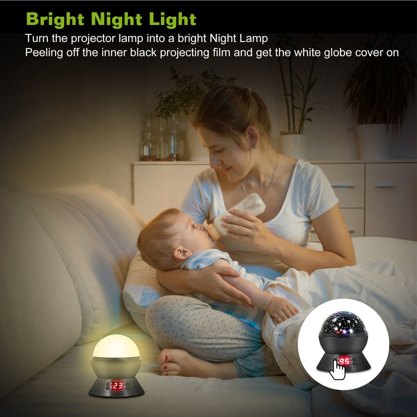 LED Projector Lamp Kids Night Light Star Moon Projection Night Lamp 360 Degree Rotation Timer