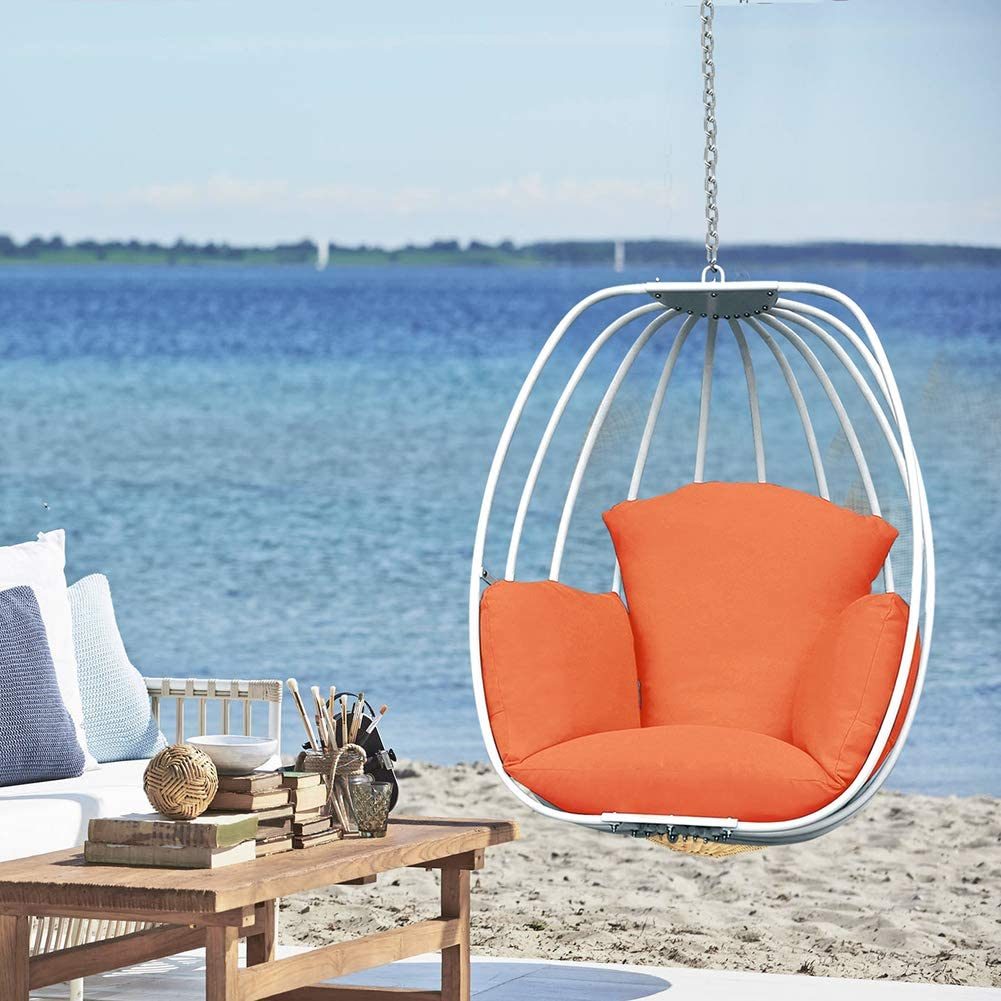 Aluminum Egg Chair; Hanging Swing Chair with Thickness Cushion for Indoor