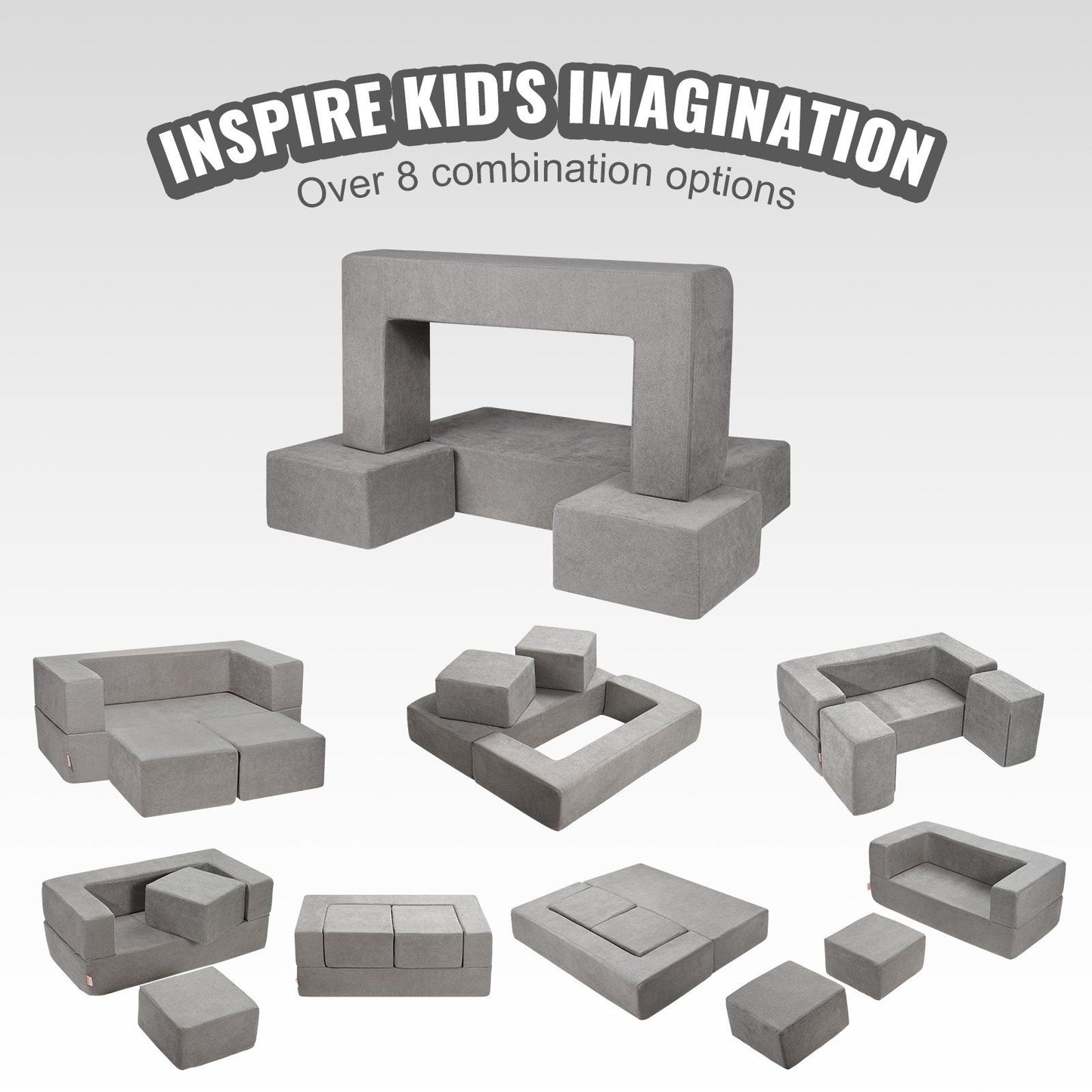 Kids Couch, 4Pcs Modular Kids Play Couch