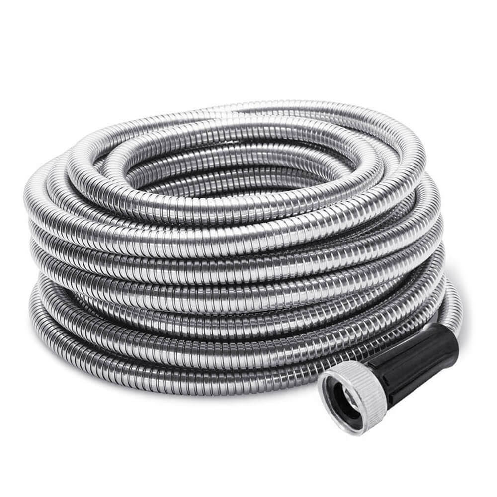 304 Stainless Steel Garden Water Hose Pipe 25/50/75/100FT Flexible Lightweight