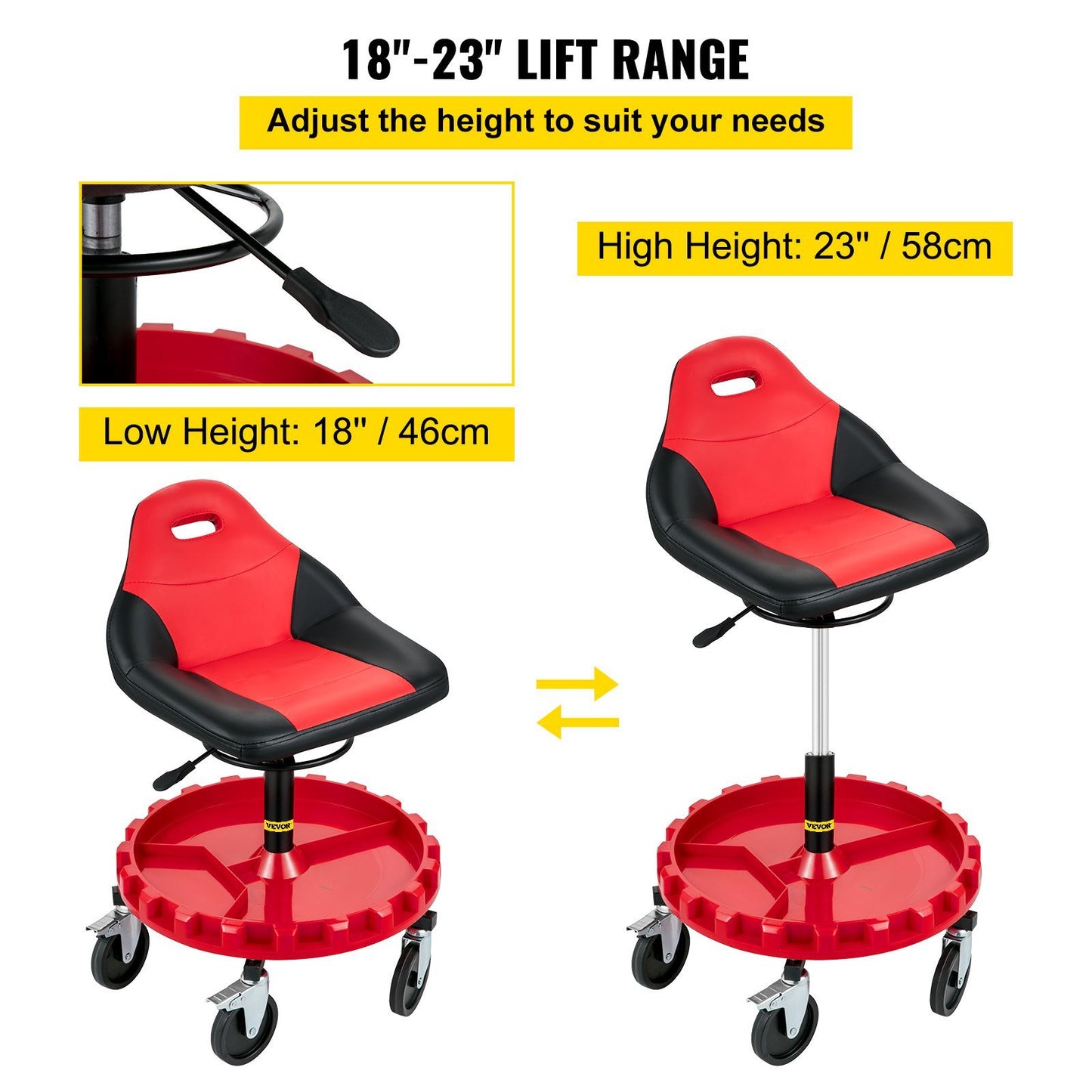 Rolling Garage Stool/ 300LBS Capacity