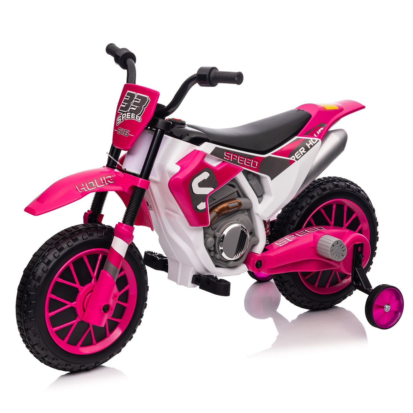 Motorcycle with Training Wheels - Magenta