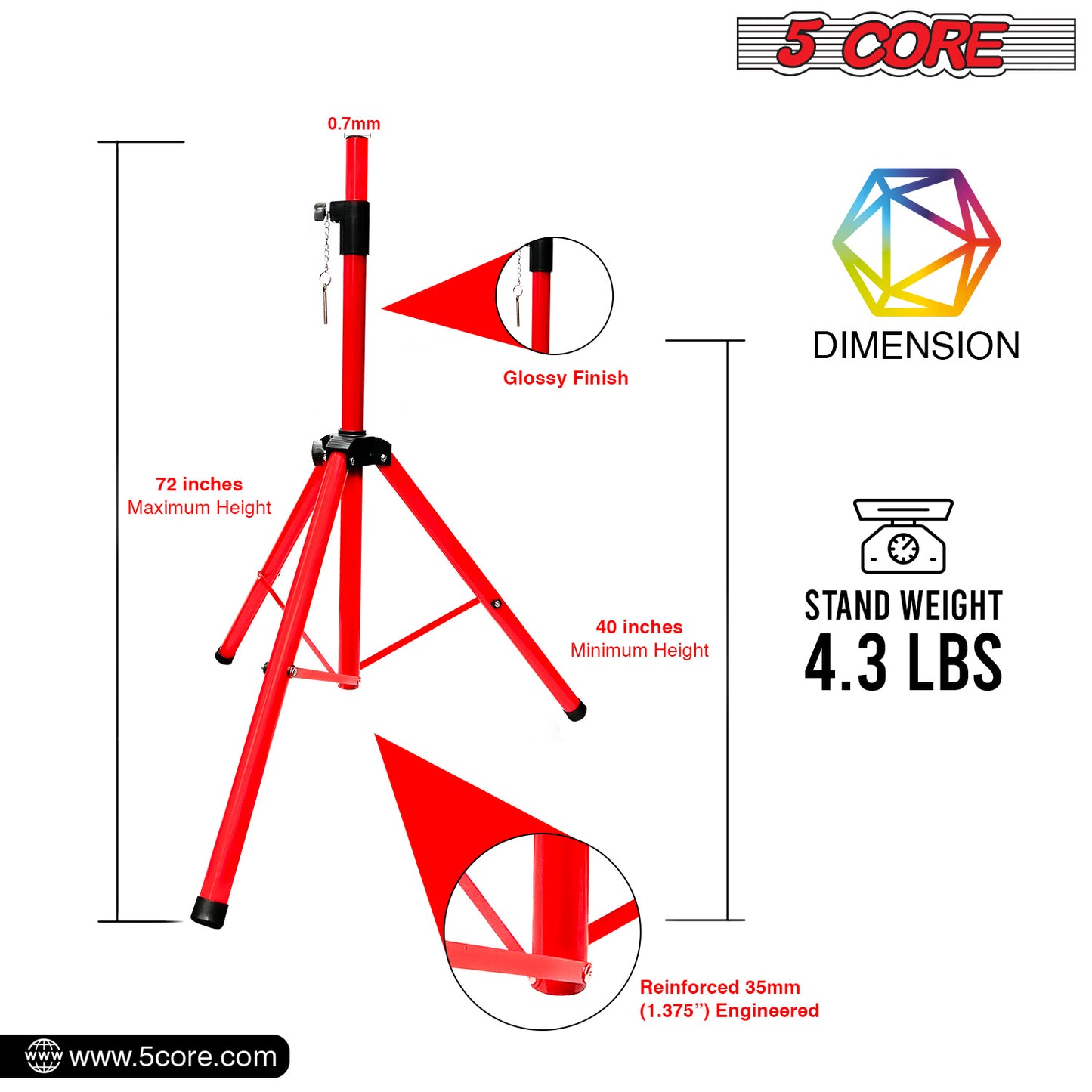 5 Core Speaker Stand Tripod Floor