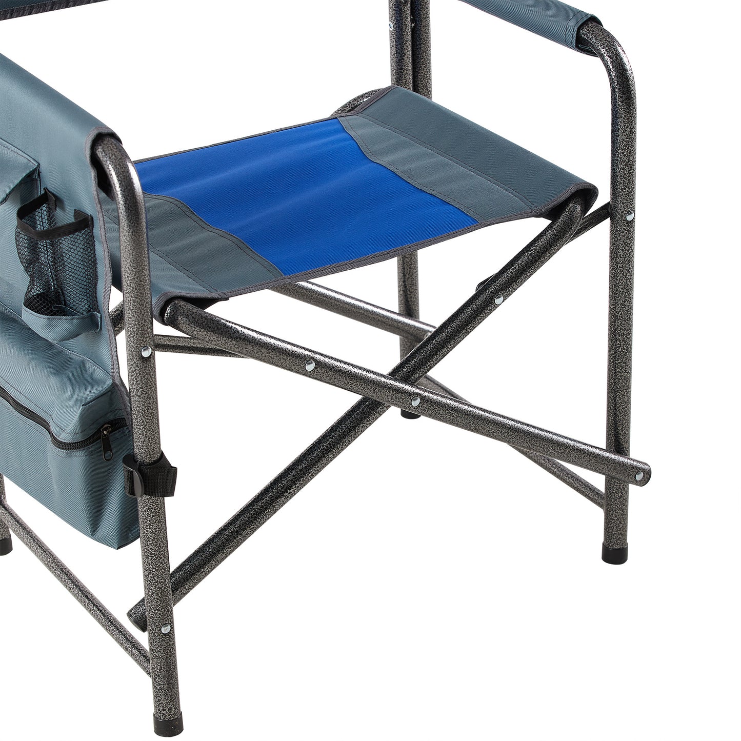 2-piece Padded Folding Outdoor Chair with Storage Pockets,Lightweight Oversized Directors Chair for indoor, Outdoor Camping, Picnics and Fishing,Blue/Grey