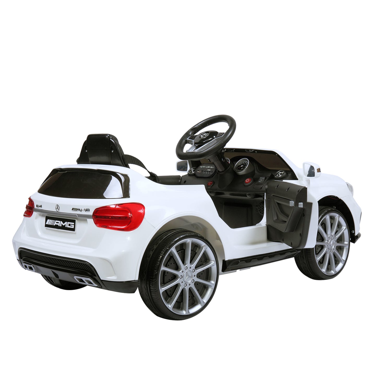 6V Mercedes Benz AMG Electric Vehicle, Kid Ride on Car with Parental Remote Control, MP3 Player Headlights Opening Doors, for Children 3-8, White