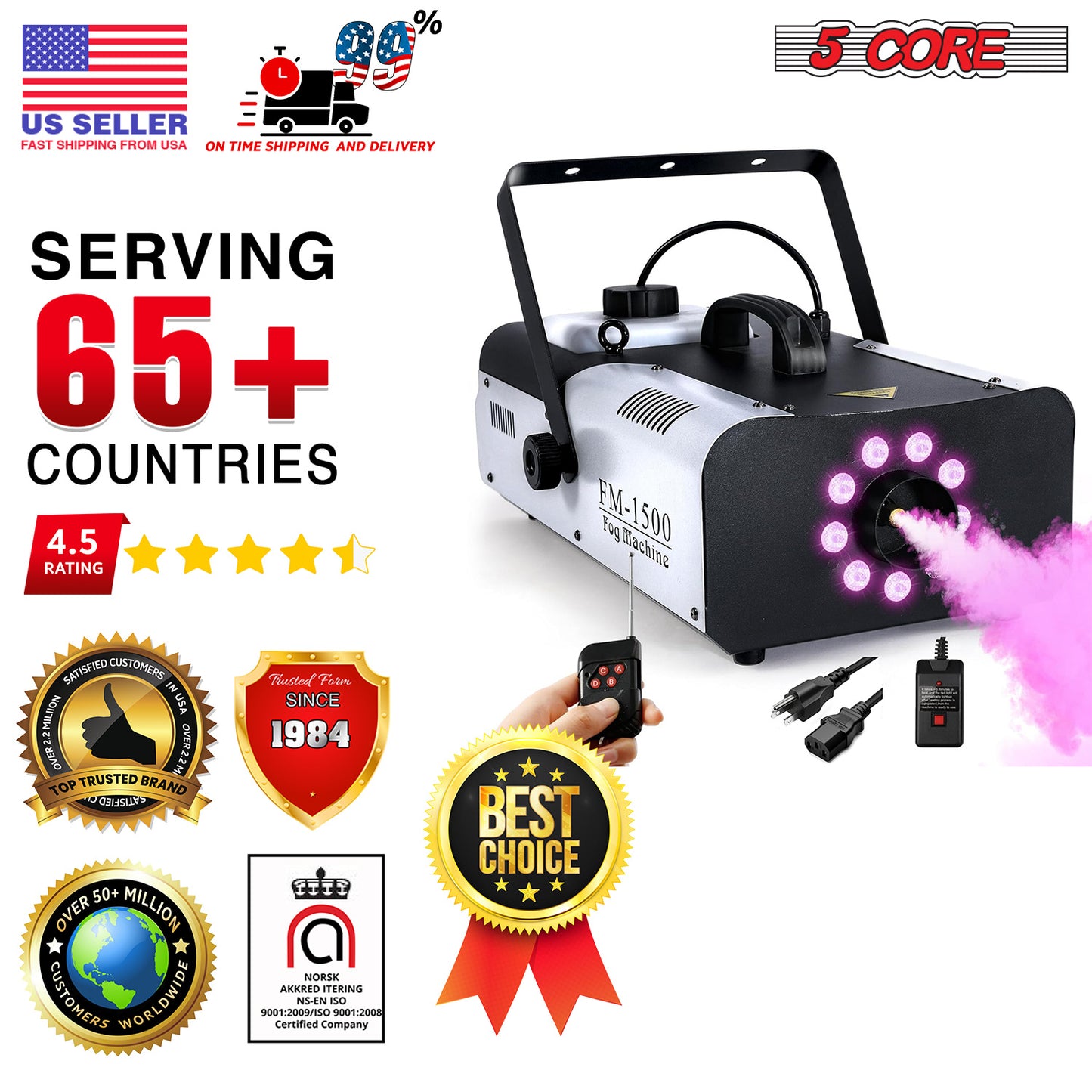 5 Core Fog Machine/ 1500W Smoke Machine