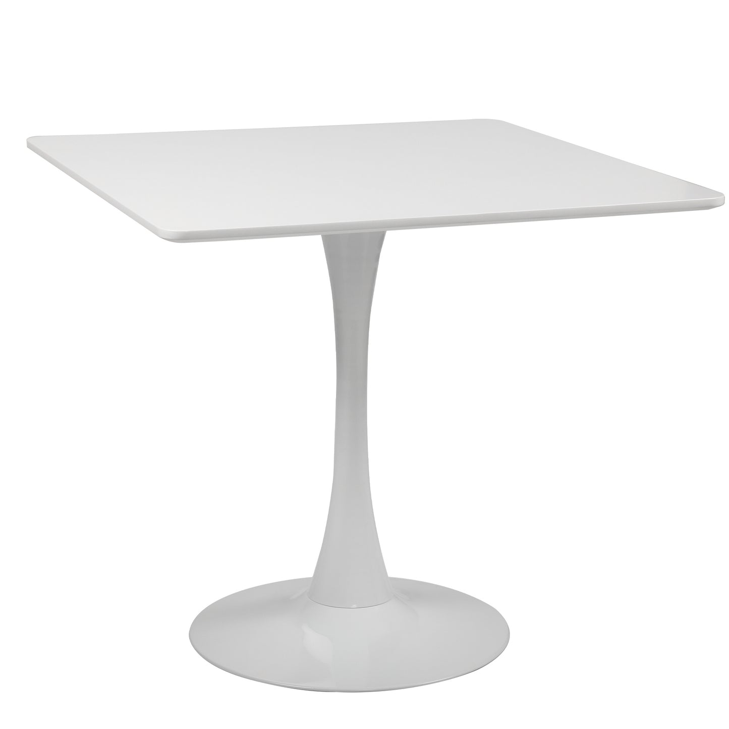 31.5\"H White Tulip Table Mid-Century Dining Table with Round MDF Table Top;  Pedestal Dining Table;  End Table Leisure Coffee Table XH