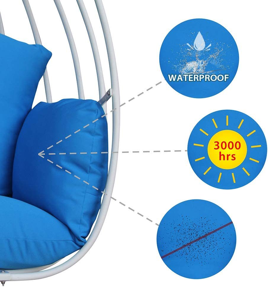 Aluminum Egg Chair; Hanging Swing Chair with Thickness Cushion for Indoor