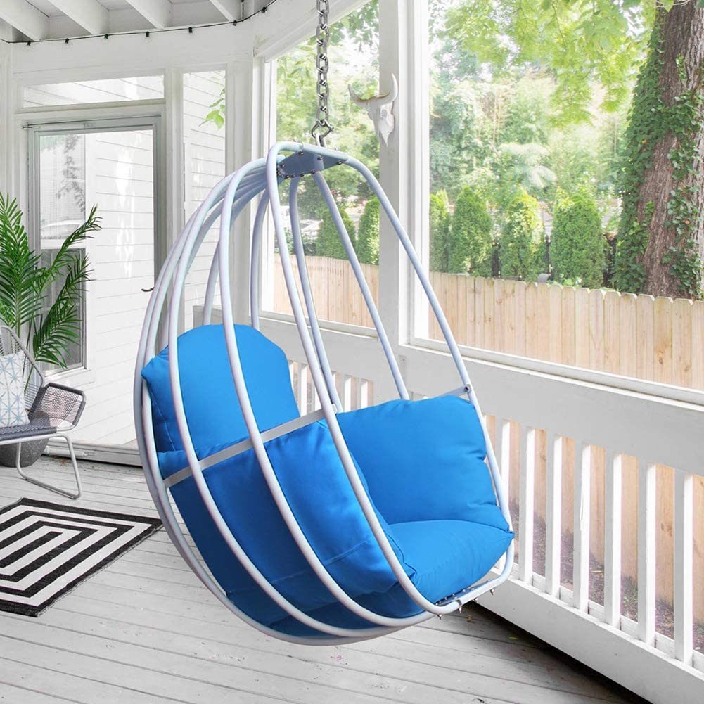 Aluminum Egg Chair; Hanging Swing Chair with Thickness Cushion for Indoor