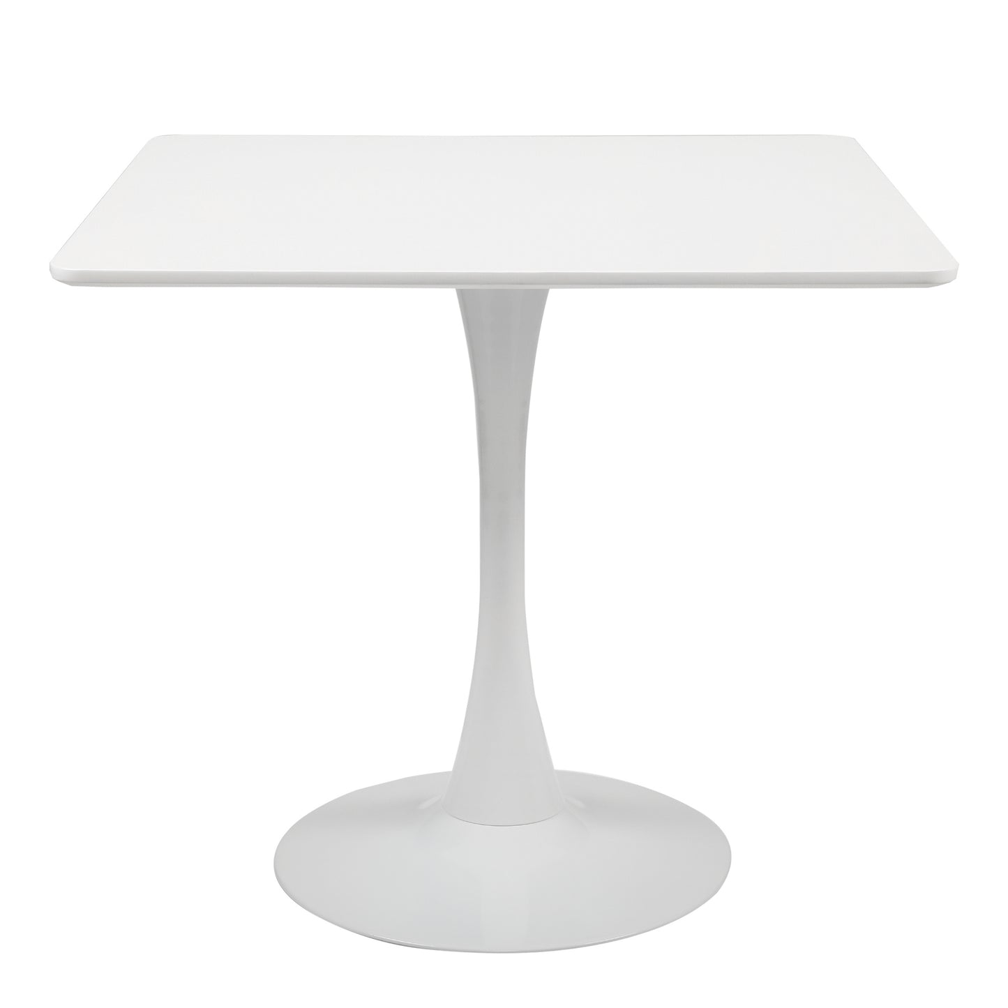 31.5\"H White Tulip Table Mid-Century Dining Table with Round MDF Table Top;  Pedestal Dining Table;  End Table Leisure Coffee Table XH