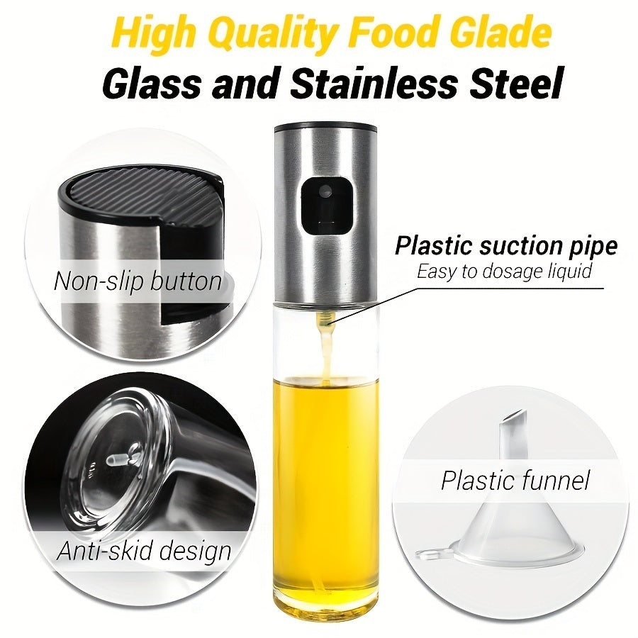 Reusable Glass Oil Sprayer - 100ml/3.5oz - Ideal for Cooking - Olive Oil Mister Spray Bottle - Dispenser Spray Bottle