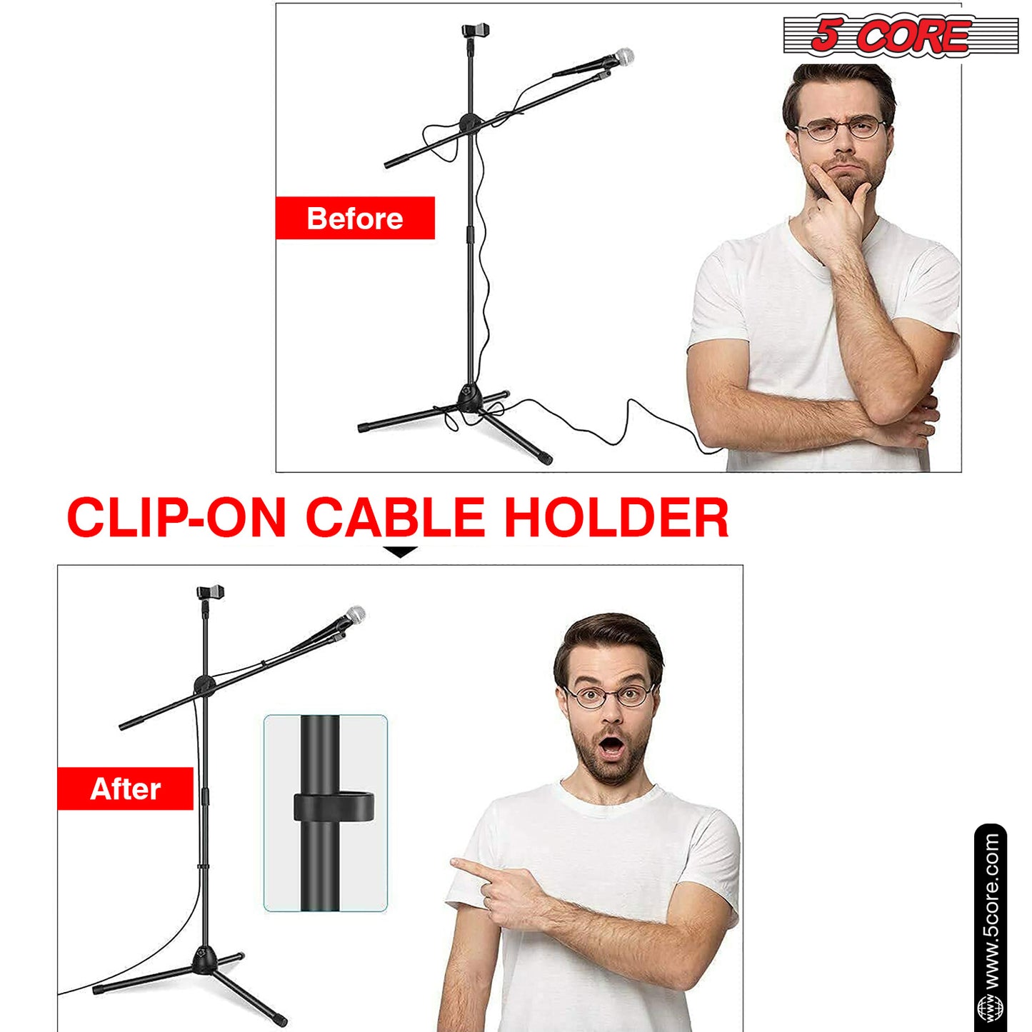 5 Core Tripod Mic Stand Heavy Duty Adjustable Floor Microphone