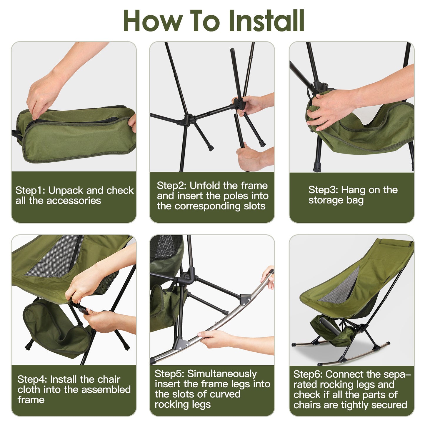 Portable Camping Rocking Chair 198LBS Weight Capacity