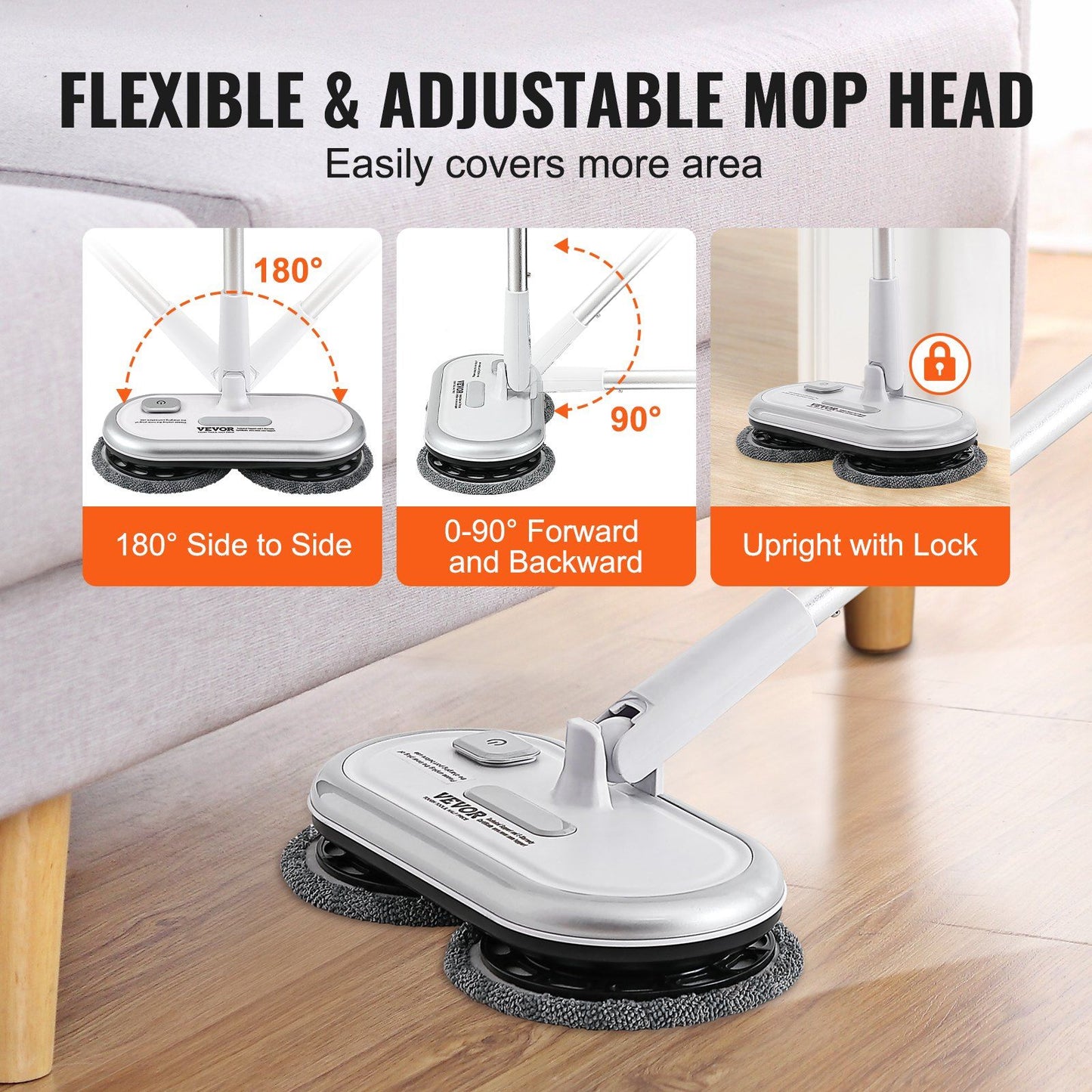 Cordless Electric Mop, Up to 70 mins Powerful Battery