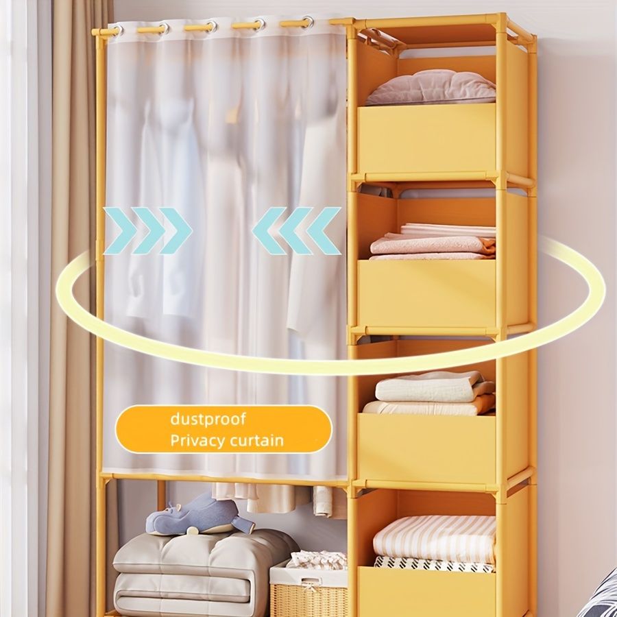 Portable simple wardrobe with 4-tier