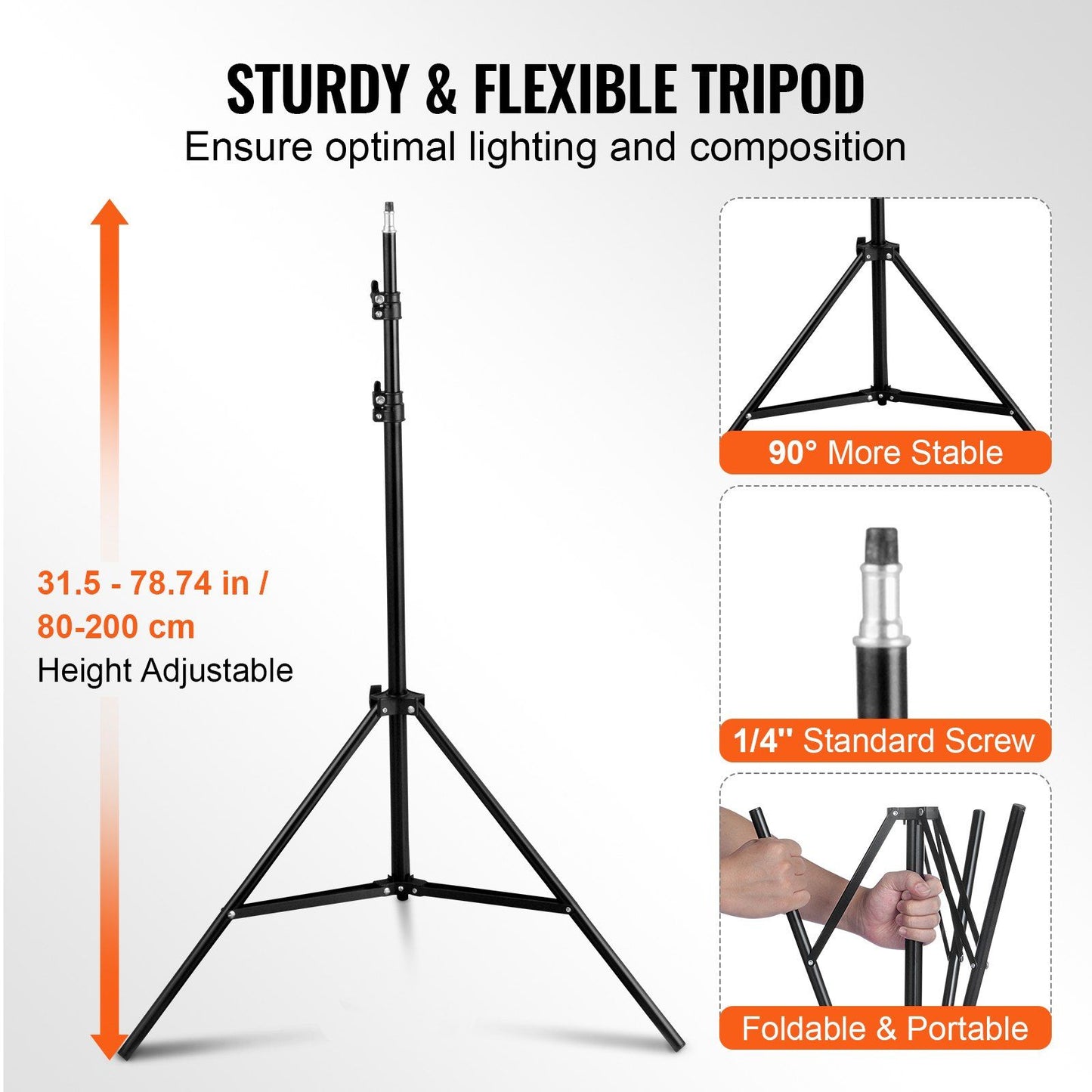 Softbox Lighting Kit 24 in x 24 in 30W 5500K LED Bulbs Adjustable Stand