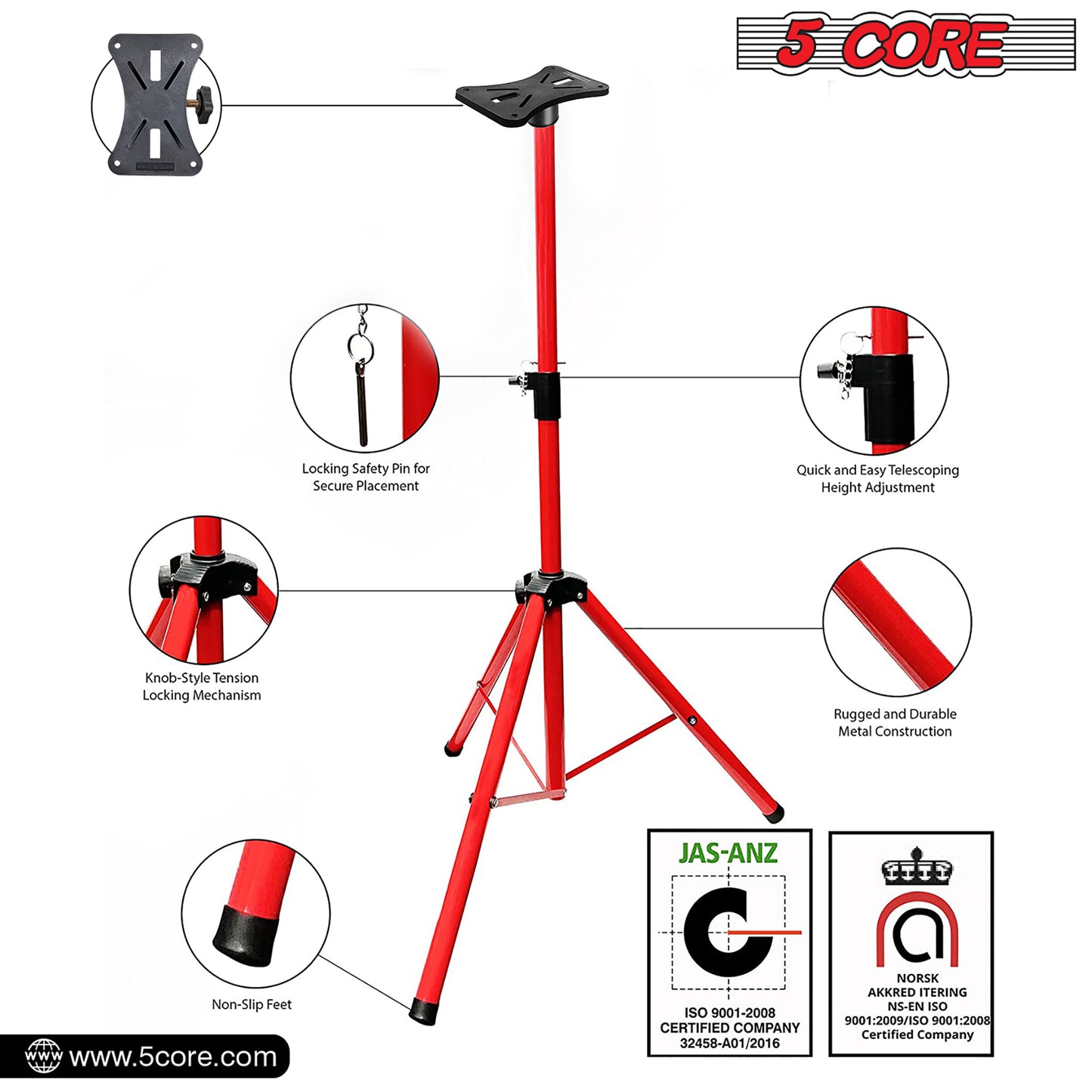 5 Core Speaker Stand Tripod Floor