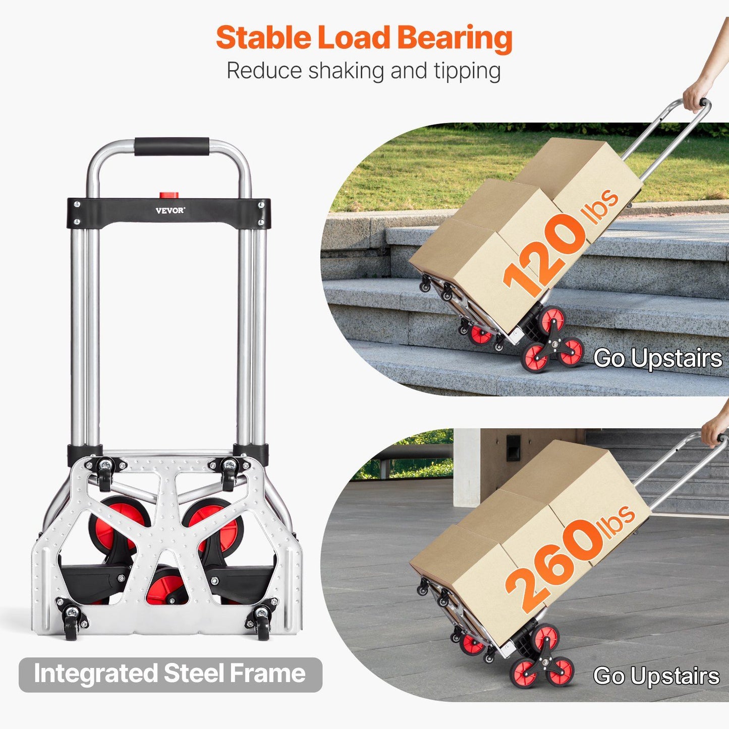 Stair Climbing Cart Heavy Duty Folding Hand Truck Dolly 260 lbs 10 Wheels