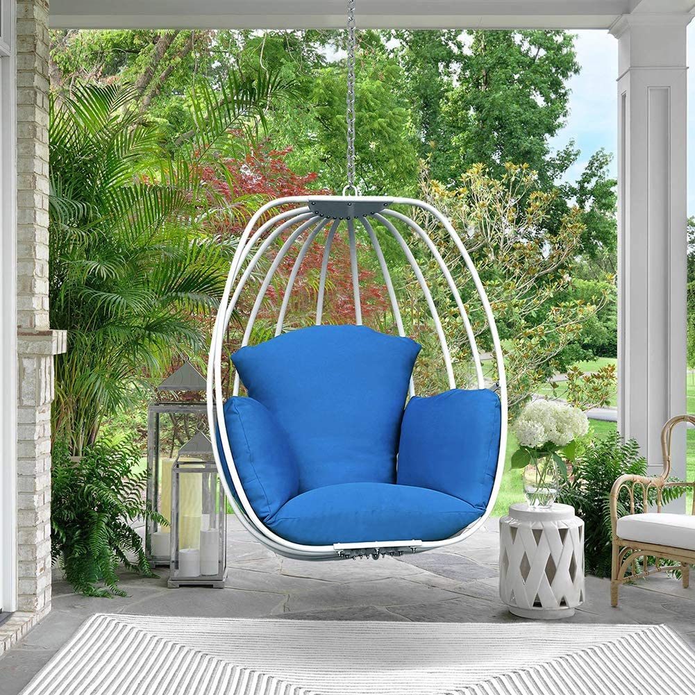 Aluminum Egg Chair; Hanging Swing Chair with Thickness Cushion for Indoor