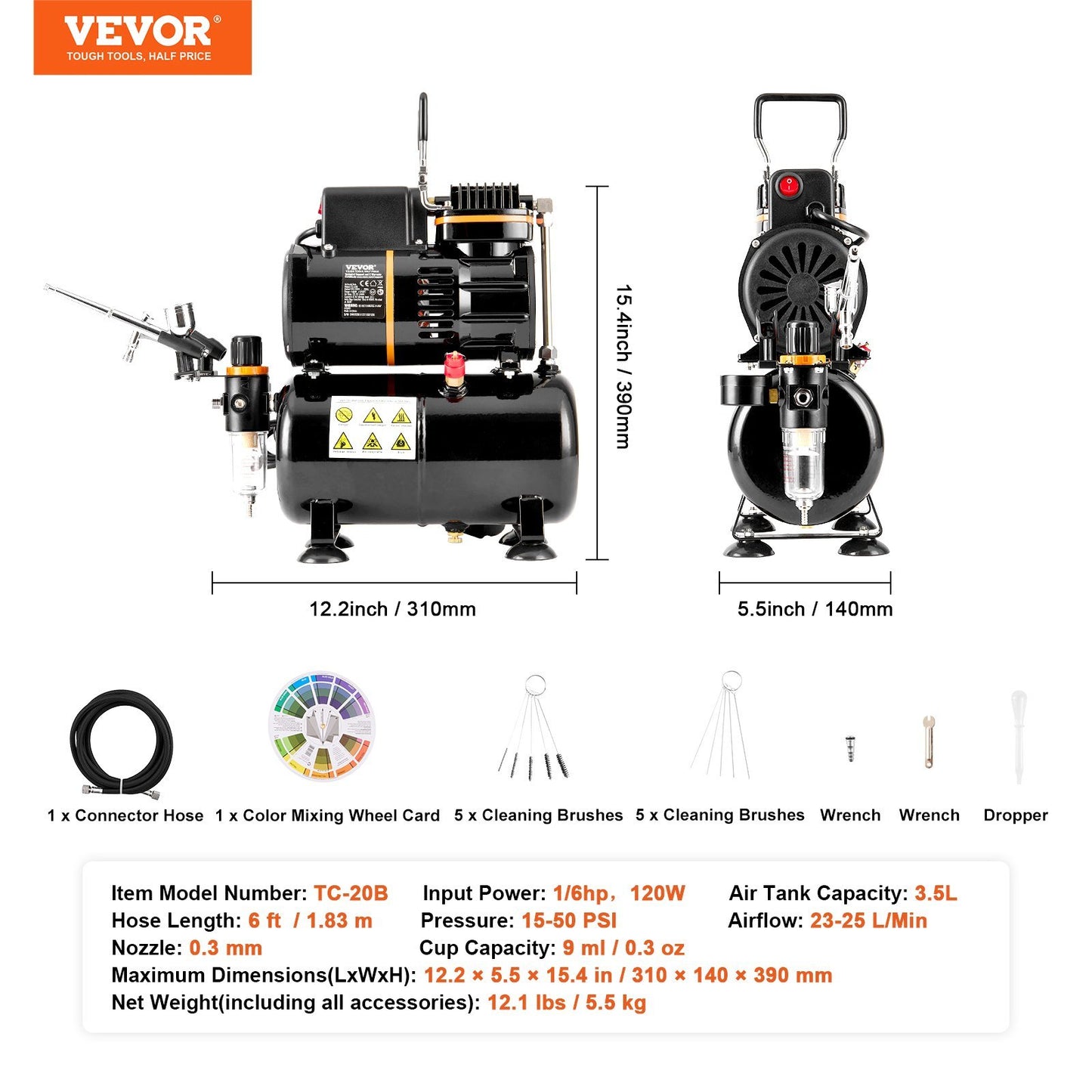 Airbrush Kit, Dual Fan Air Tank Compressor System Kit