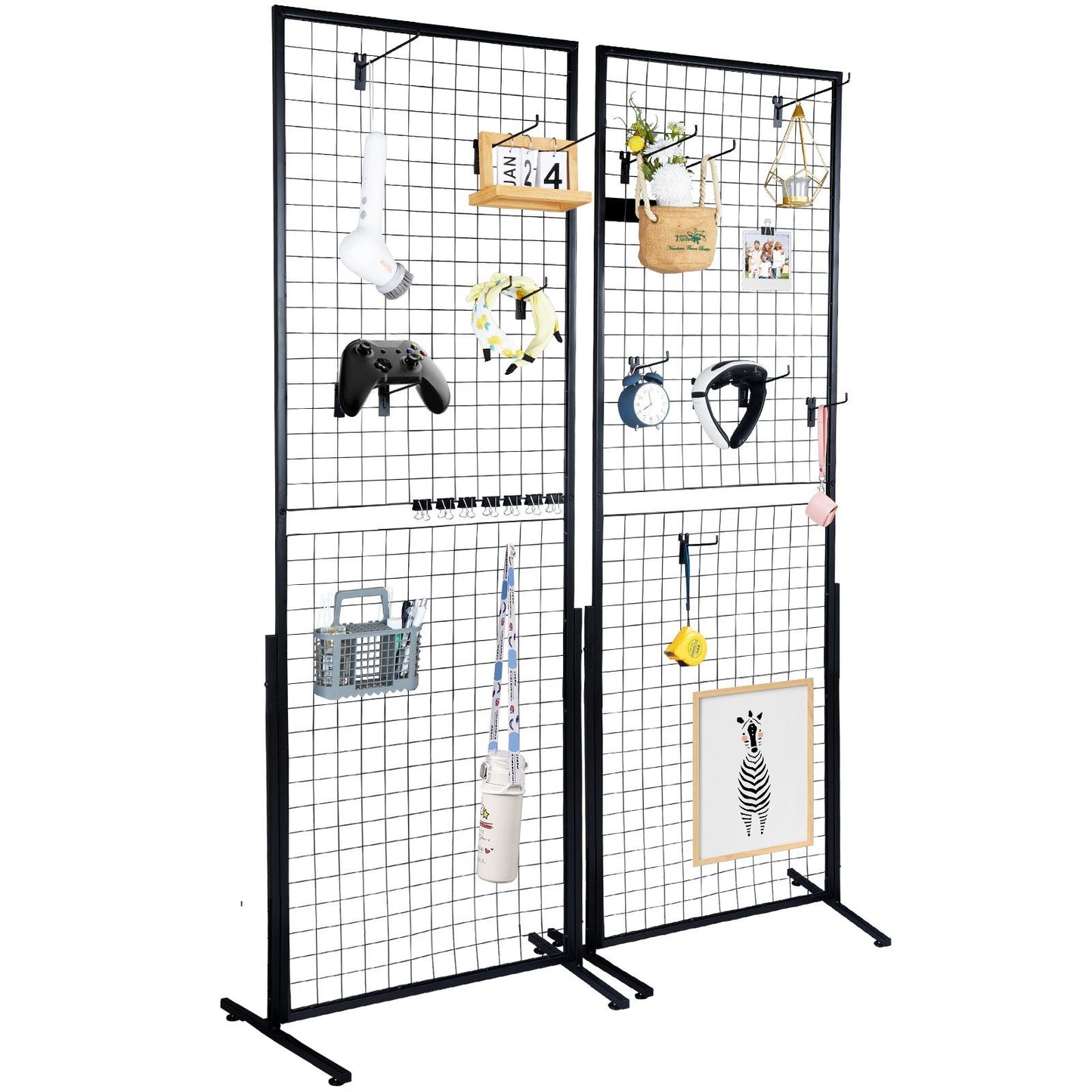 2' x 5.6' Grid Wall Panels Tower, 2 Packs Wire Gridwall Display Racks