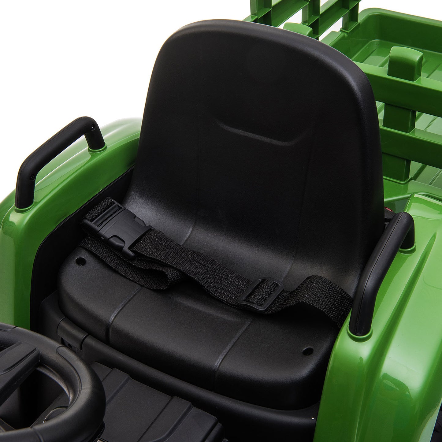 12V Kids Ride On Tractor with Trailer, Battery Powered Electric Car w/ Music, USB, Music, LED Lights, Vehicle Toy for 3 to 6 Ages, Dark Green