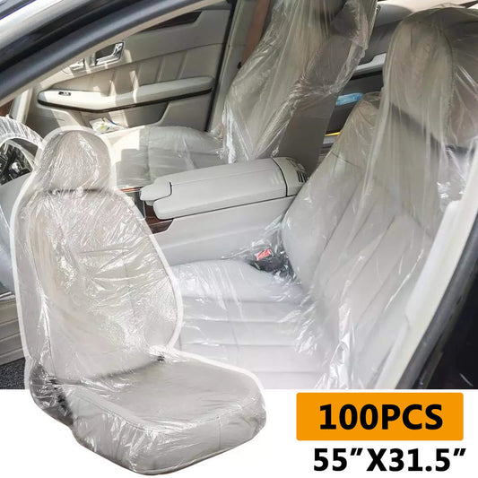 100pcs Disposable Plastic Car Seat Cover Universal Fit Protector Clear Wholesale
