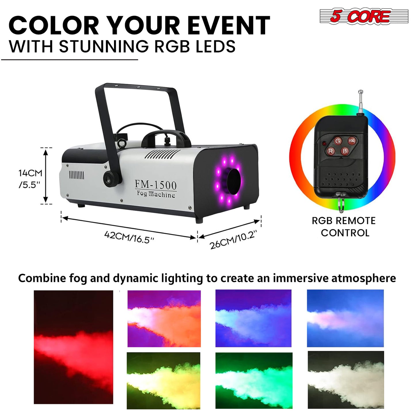 5 Core Fog Machine/ 1500W Smoke Machine