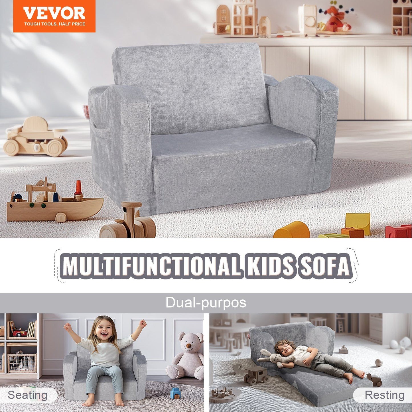 2-in-1 Toddler Couch Sofa Bed Fold Out