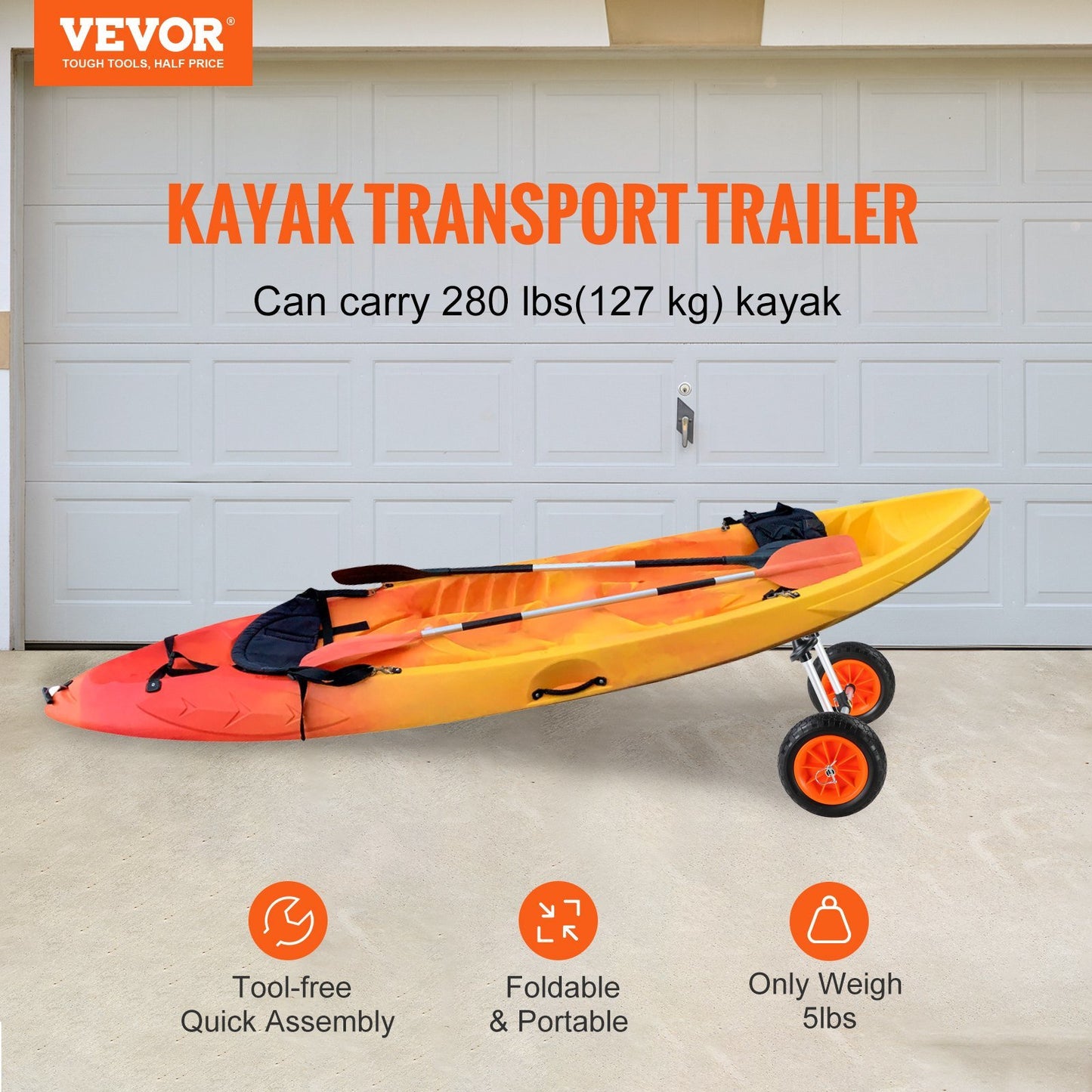 Heavy Duty Kayak Cart/ 280lbs Load Capacity