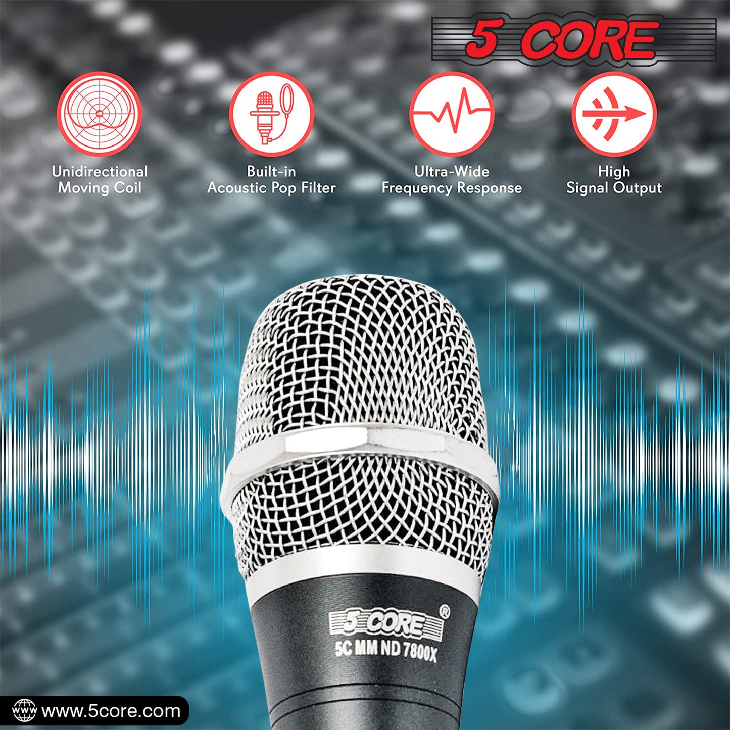 5 Core Mic Karaoke Dynamic Handheld XLR Microphone