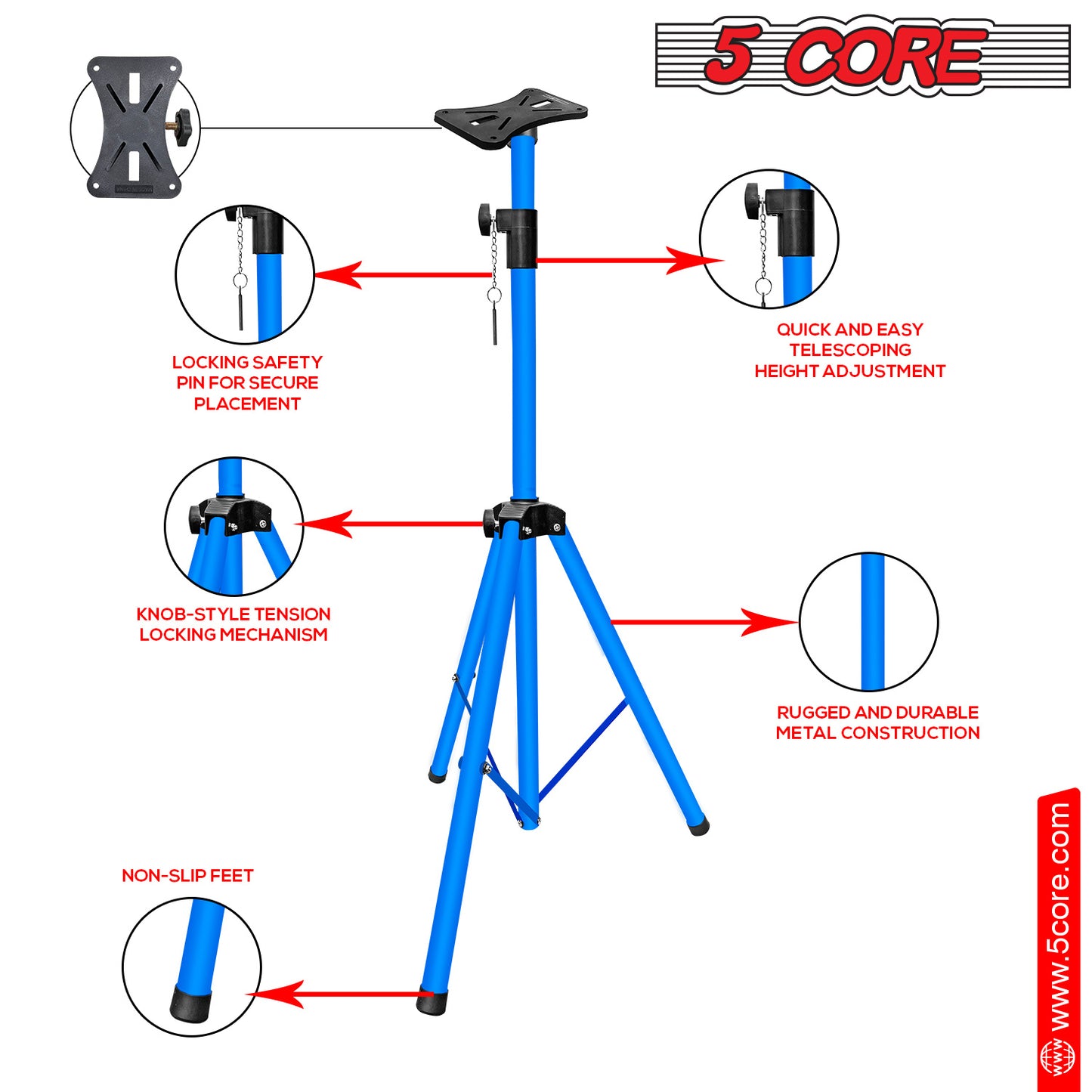 5 Core Speaker Stand Tripod Floor