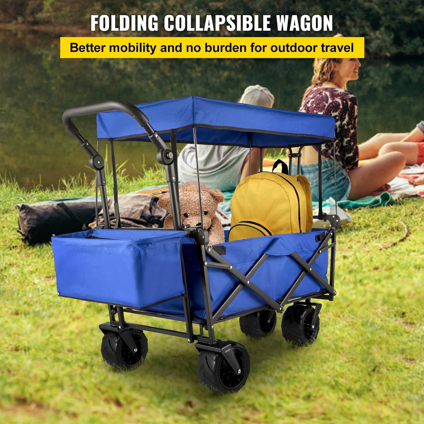 Extra Large Collapsible Garden Cart with Removable Canopy