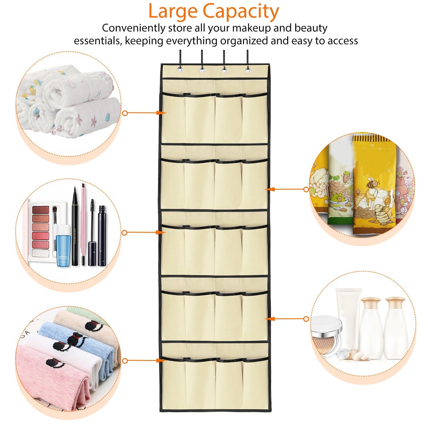 Over the Door Shoes Rack 20-Pocket Organizer 5-Layer Hanging Storage Shelf