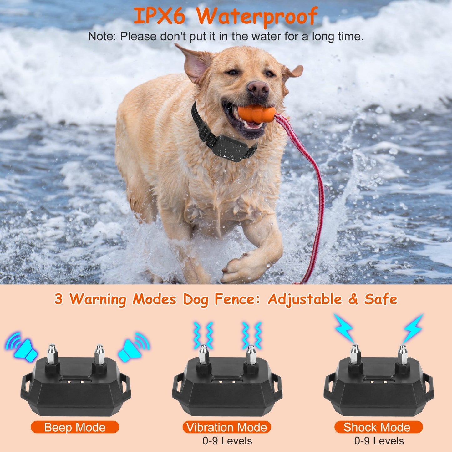 Wireless GPS Dog Fence Rechargeable Waterproof Electric Dog Collar